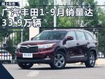  广汽丰田1-9月销量33.9万辆 完成目标近八成