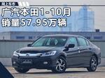  广汽本田1-10月销量57.95万辆 同比增长9.6%