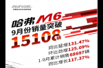  哈弗M6 9月销量突破1.5万台 同比暴增