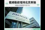 行业展会 戴姆勒欲增持北京奔驰 持股比例或提升至75%